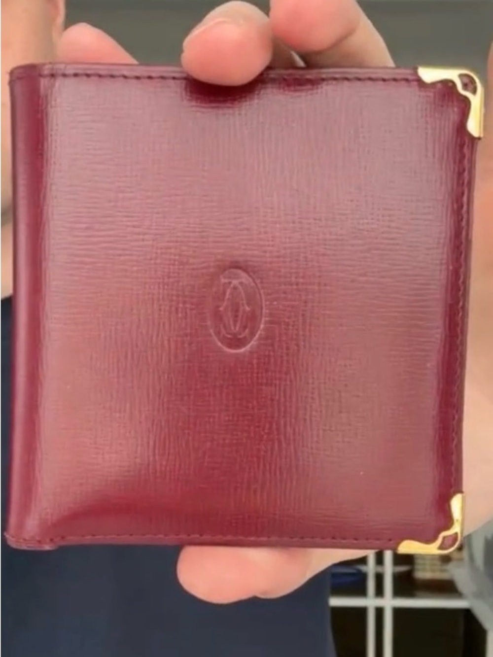 Cartier Red Leather Fold Wallet with Gold Hardware